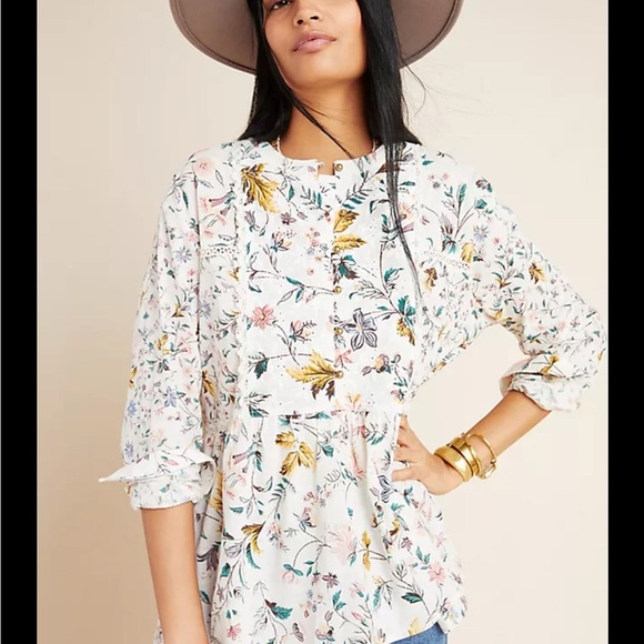 Floral Print Women's Top Ginevra Lace Babydoll Blouse 100% cotton - Picture 1 of 14